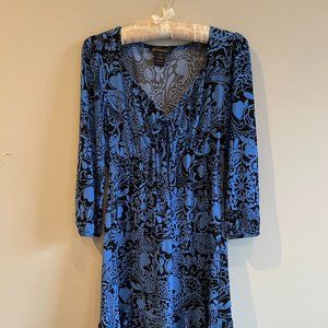 Blue paisley - esque  lightweight stretch dress size S